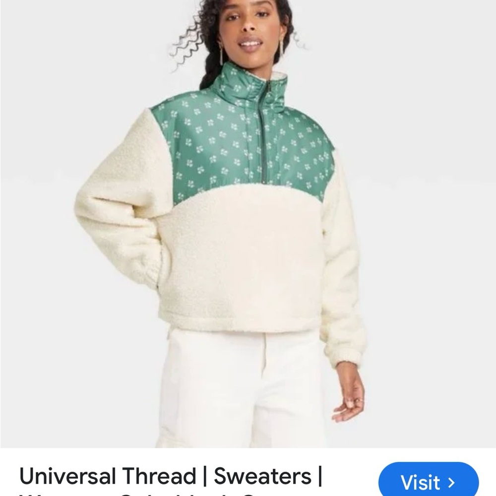 Universal Thread Women's Green and Cream Jacket